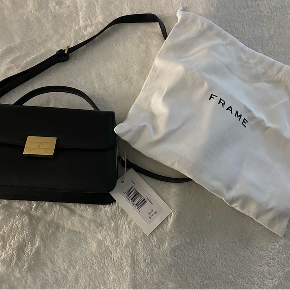 FRAME Le Signature Small Top Handle Bag with Strap Noir Black Leather - Picture 6 of 7